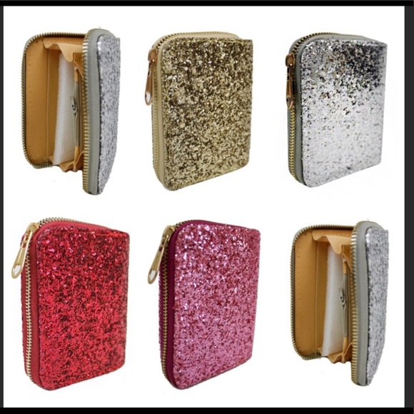 Handbags - GLITTER GLAM Mini Zippered Wallet w Coin Pocket